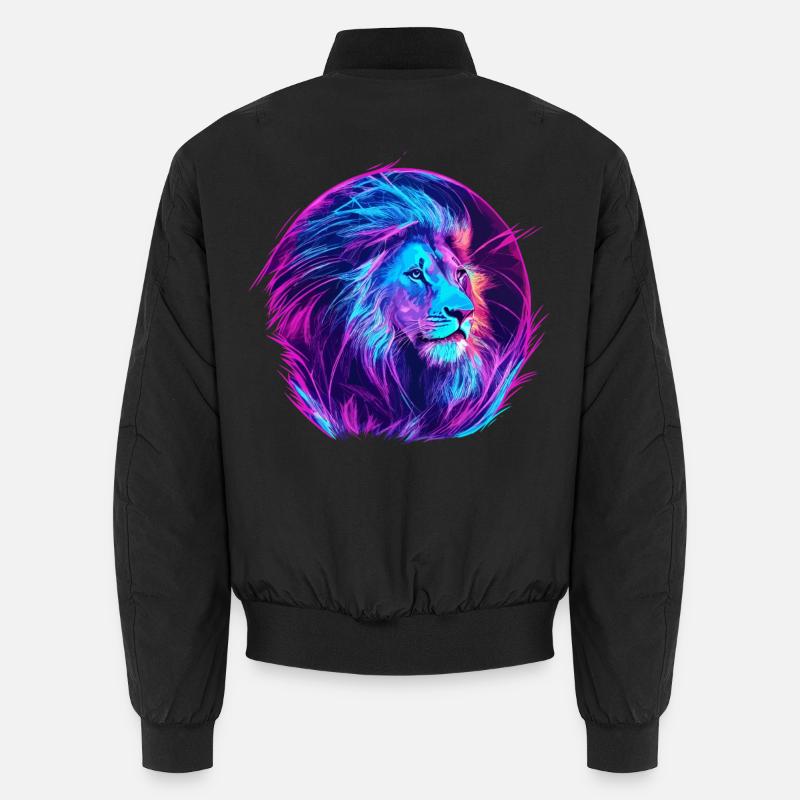 Löwe Vaporwave EDM - Unisex Bomberjacke - Schwarz