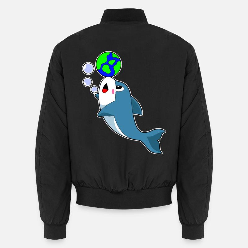 Delfin Erdkugel - Unisex Bomberjacke - Schwarz