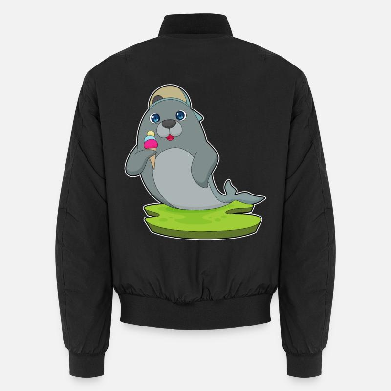 Seehund Eiswaffel - Unisex Bomberjacke - Schwarz