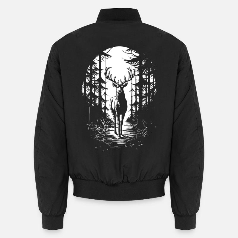 Hirsch im Wald Silhouette Unisex Bomberjacke