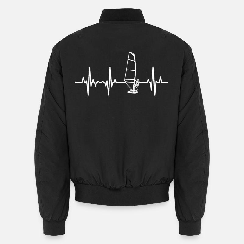 Windsurfer Heartbeat ECG - Unisex Bomber Jacket - black