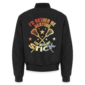 Lustiger Lacrosse Witz - Unisex Bomberjacke - Schwarz - Hinten - AI Model Male 185 light (185cm)