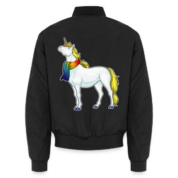 Foulard licorne - Bomber unisexe - noir - Dos - AI Model Male 185 light (185cm)