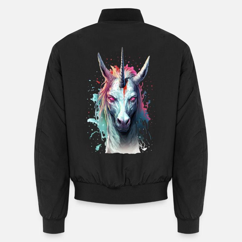 Böses Einhorn Kopf Einhornliebhaber Geschenk Unisex Bomberjacke