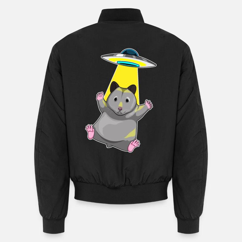 Hamster Spaceship Space - Unisex Bomber Jacket - black