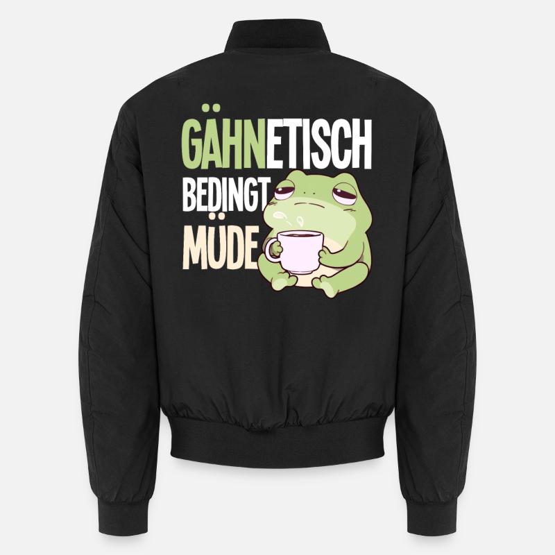 Gähntechnisch Bedingt Müde Frosch Morgenmuffel - Unisex Bomberjacke - Schwarz
