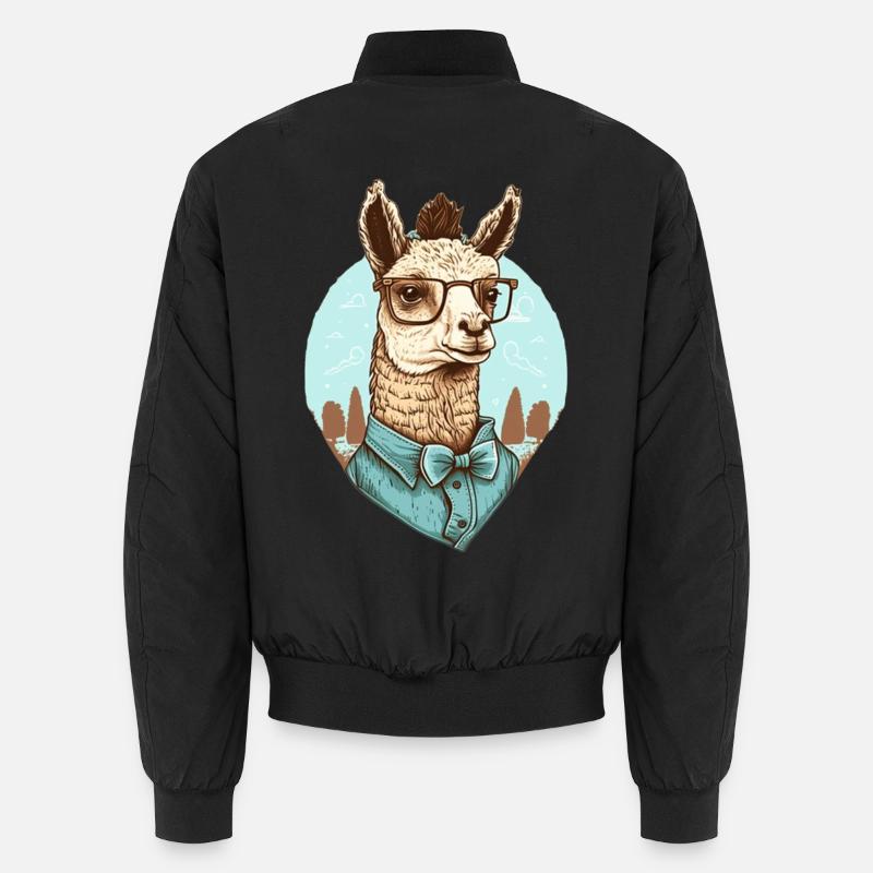 Nerdiges Lama mit Brille und Hemd Unisex Bomberjacke