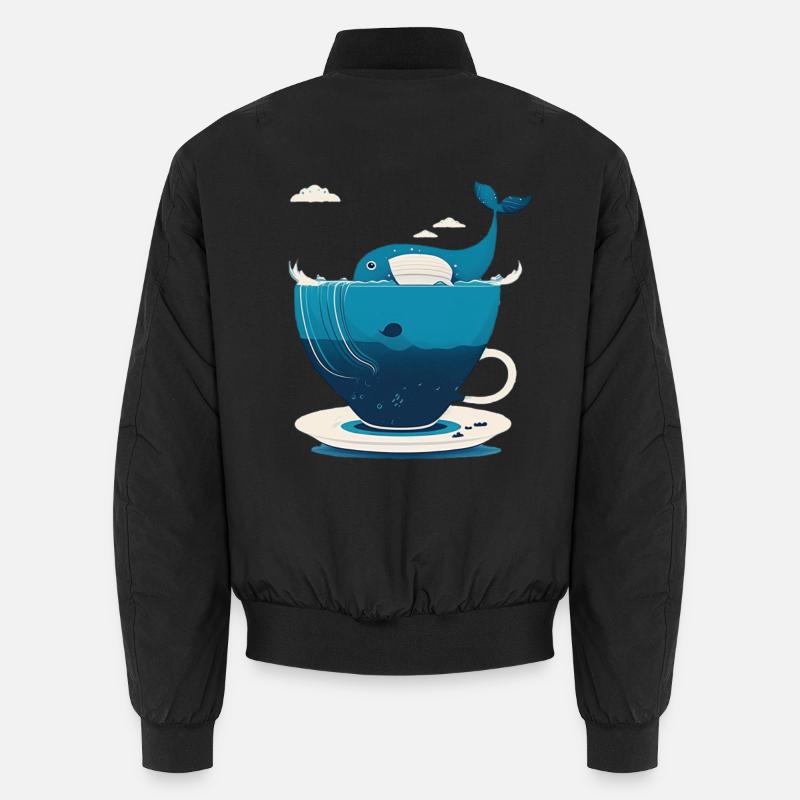 Whale in teacup - Unisex Bomber Jacket - black