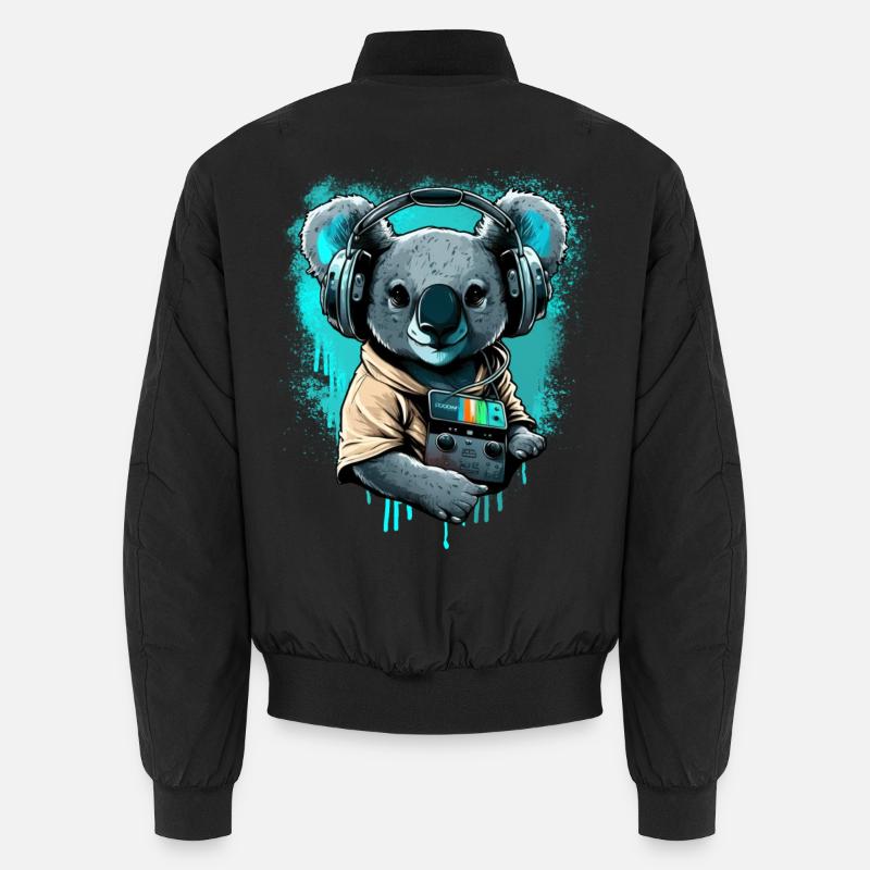 koala avec écouteurs et Walkman Bomber unisexe