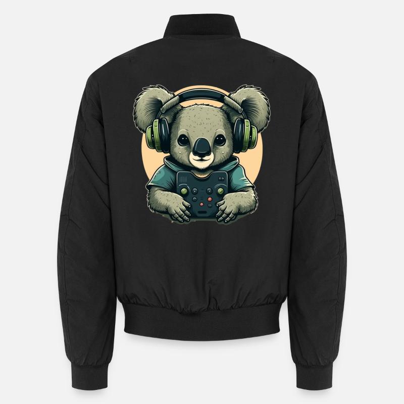 Koalabär mit Walkman - Unisex Bomberjacke - Schwarz