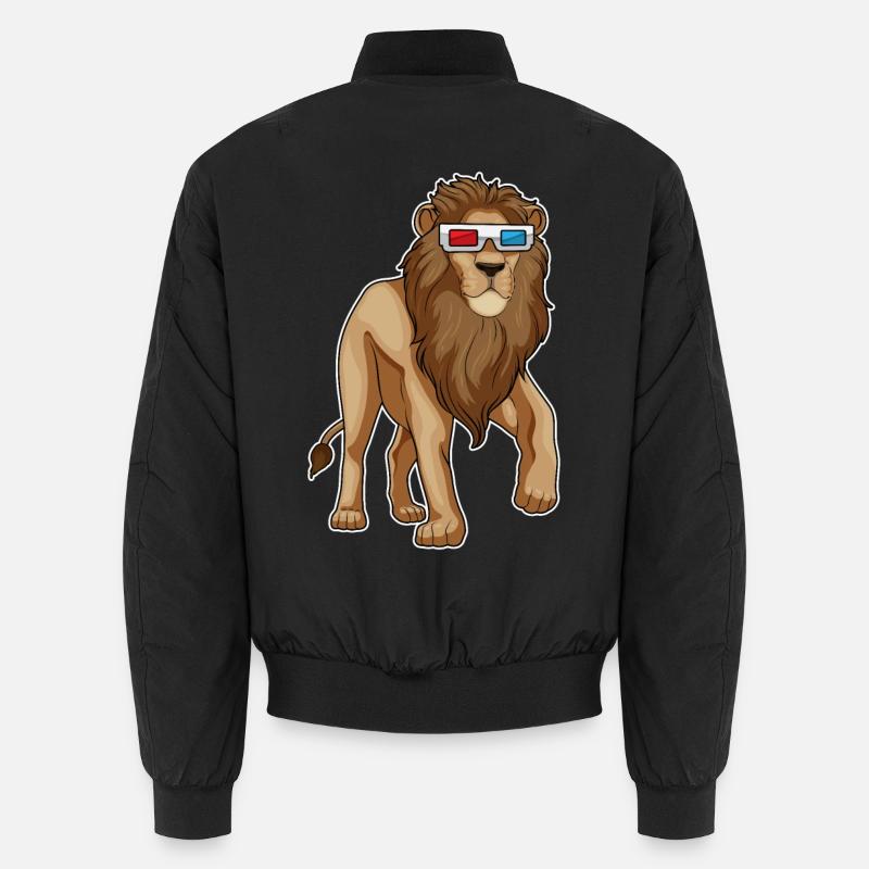 Löwe Brille - Unisex Bomberjacke - Schwarz