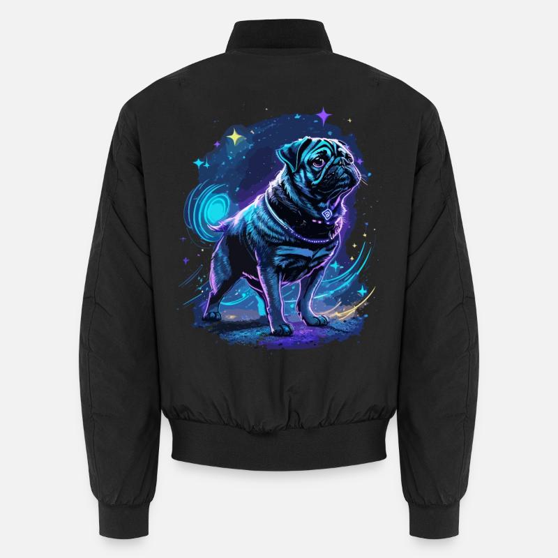 Pug Midnight Magic - Unisex Bomber Jacket - black