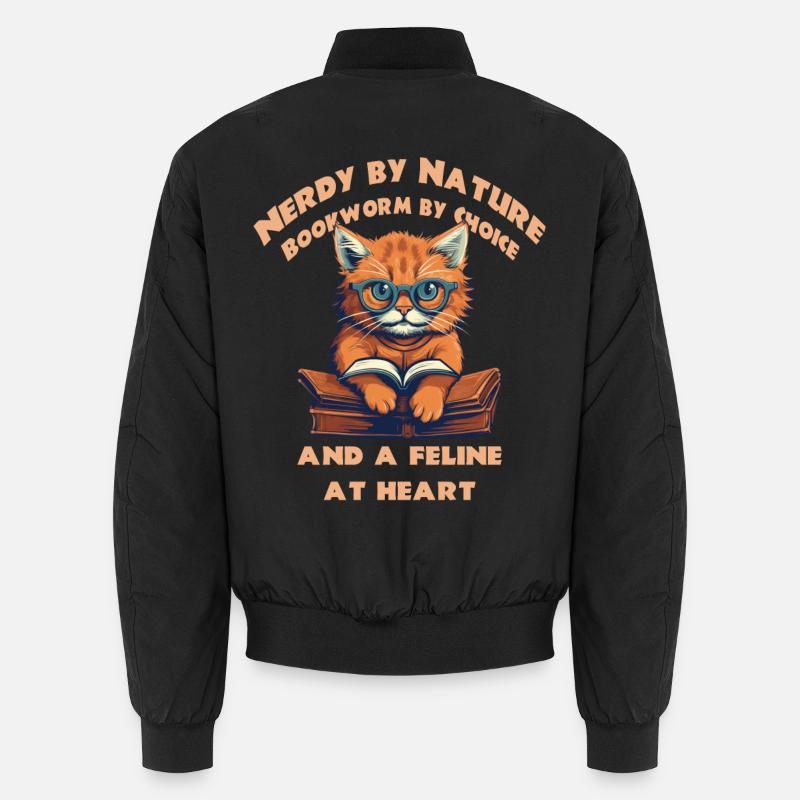 Katze mit Buch Unisex Bomberjacke
