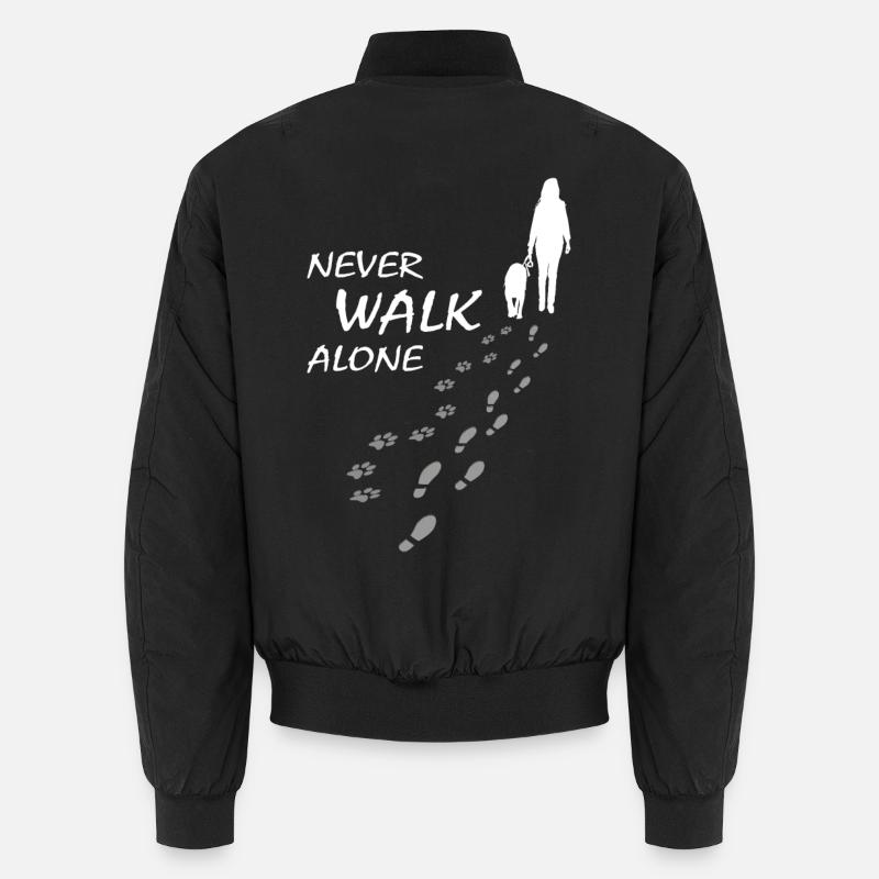 Never walk alone - Hund Frauchen Gassi, Backprint Unisex Bomberjacke