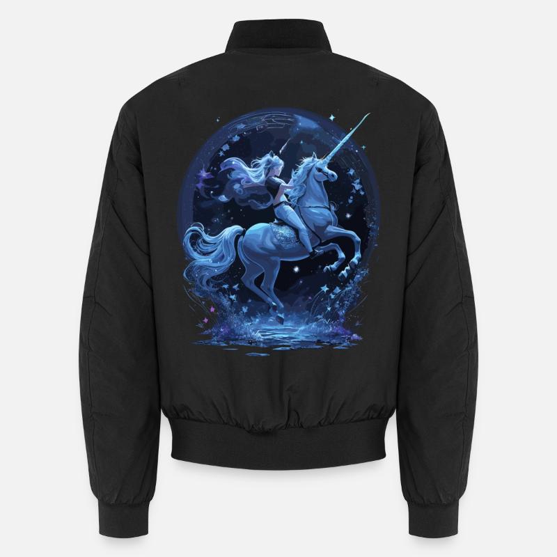 Mystisches Einhorn mit Reiterin - Unisex Bomberjacke - Schwarz