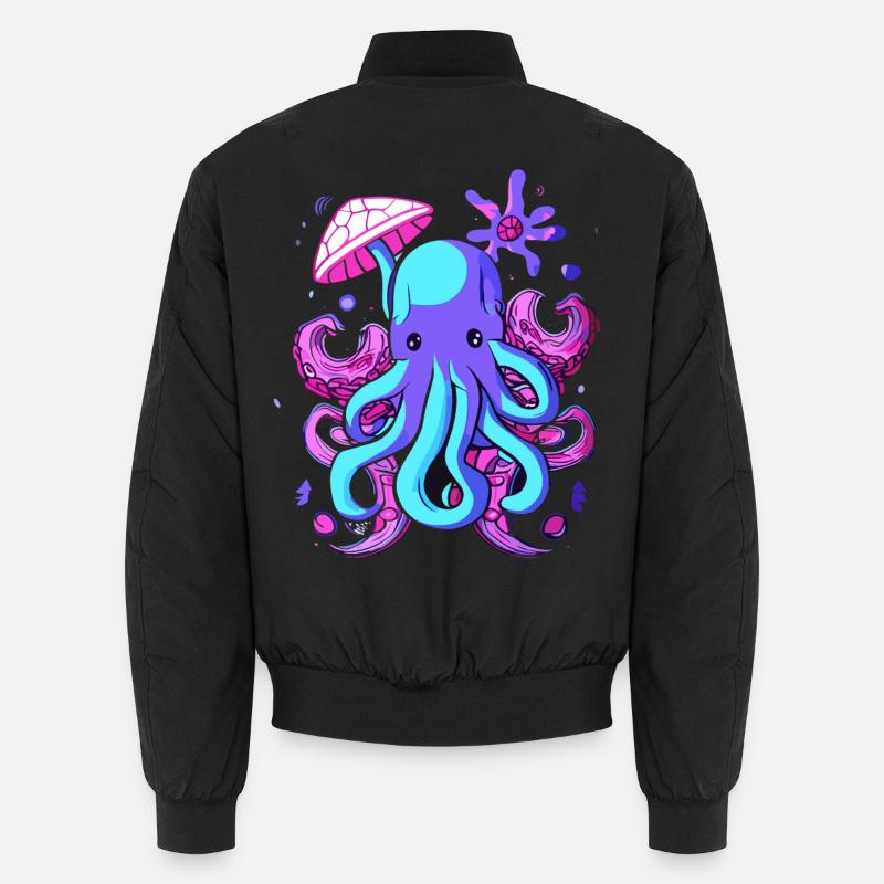 Octo Jelly Octopus Sea Creature - Unisex Bomber Jacket - black