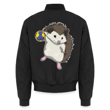 Hedgehog Handball Player Handball - Unisex Bomber Jacket - black - Back - AI Model Male 185 light (185cm)