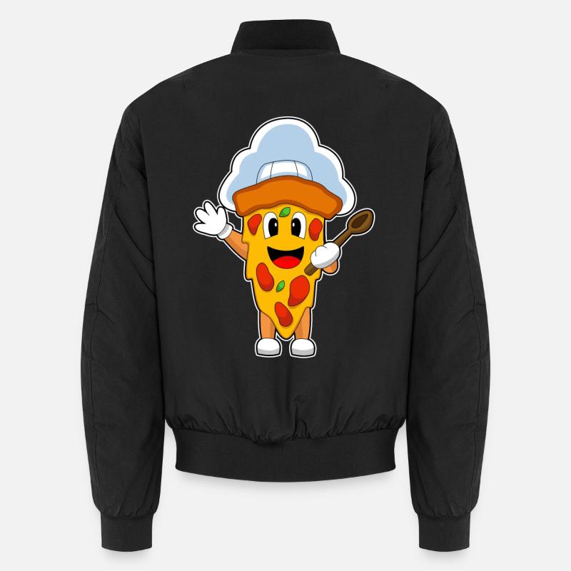 Pizza Koch Kochlöffel - Unisex Bomberjacke - Schwarz