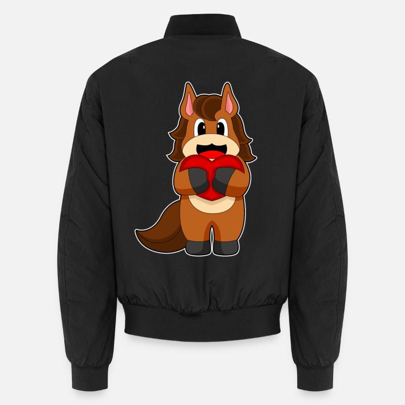 Pferd Herz - Unisex Bomberjacke - Schwarz