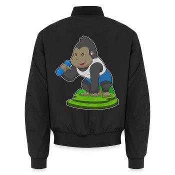 Gorilla Bodybuilder Hantel Bodybuilding - Unisex Bomberjacke - Schwarz - Hinten - AI Model Male 185 light (185cm)