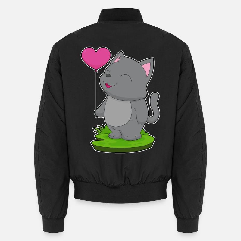Cat Balloon - Unisex Bomber Jacket - black