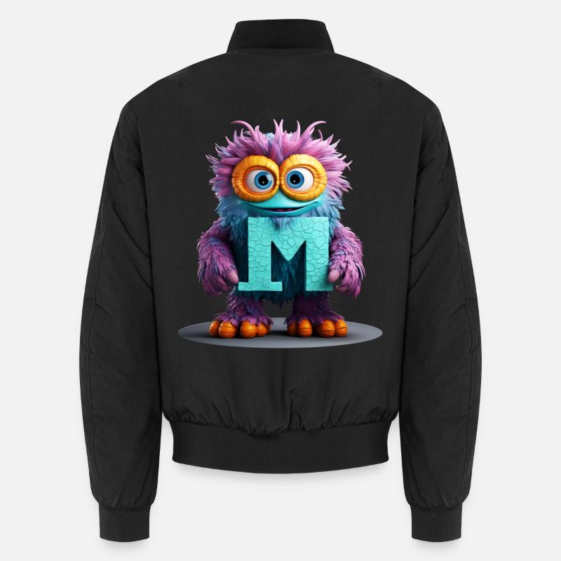 Mehrfarbiges Monster mit Buchstabe M - Unisex Bomberjacke - Schwarz