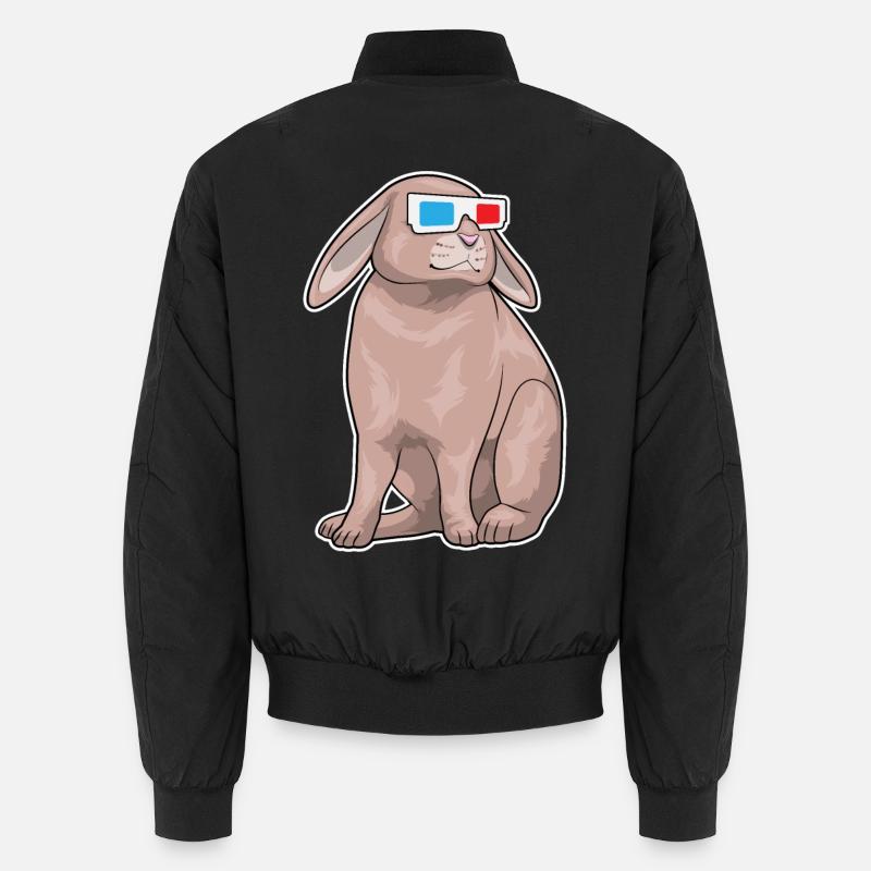 Rabbit Glasses - Unisex Bomber Jacket - black