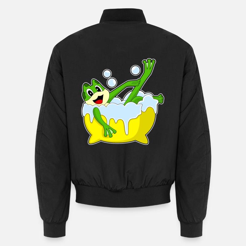 Frog Bathing Bathtub - Unisex Bomber Jacket - black