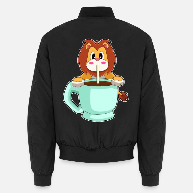 Löwe Tasse Kaffe - Unisex Bomberjacke - Schwarz