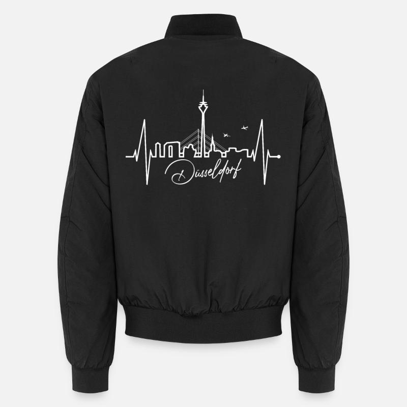 Dusseldorf Skyline Heartbeat Dear Dusseldorf Unisex Bomber Jacket
