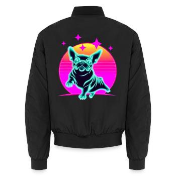 Bulldog français Synthwave Frenchie - Bomber unisexe - noir - Dos - AI Model Male 185 light (185cm)