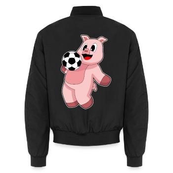 Pig Soccer Player Soccer - Bomber unisexe - noir - Dos - AI Model Male 185 light (185cm)