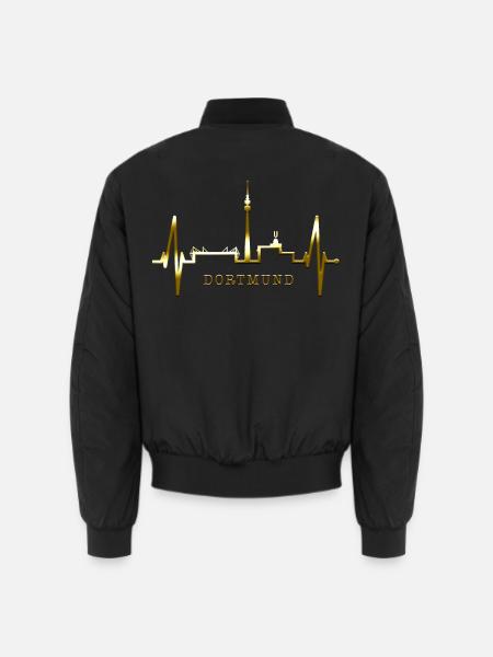Dortmund Skyline Herzschlag Stadion Fan Dortmunder - Unisex Bomberjacke - Schwarz