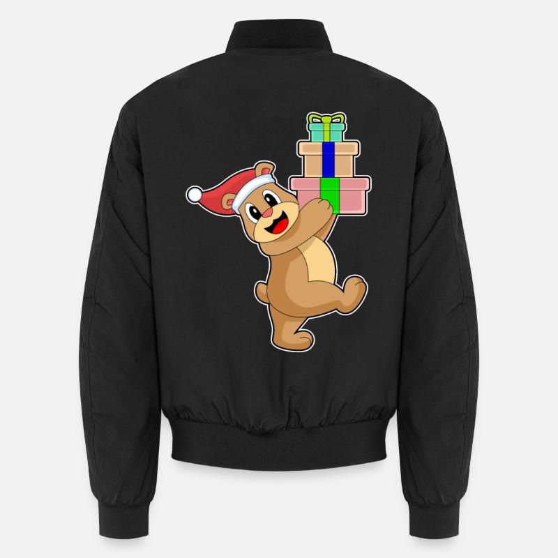 Bear Christmas Packages - Unisex Bomber Jacket - black