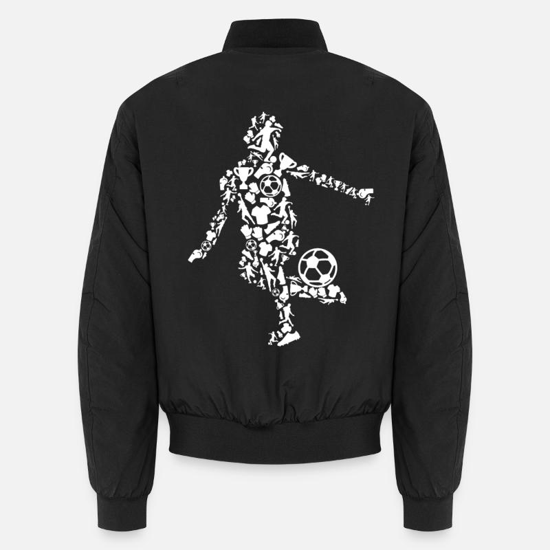 Soccer Player Drawing - Unisex Bomber Jacket - black