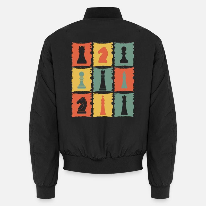 Schachfiguren Retro - Unisex Bomberjacke - Schwarz