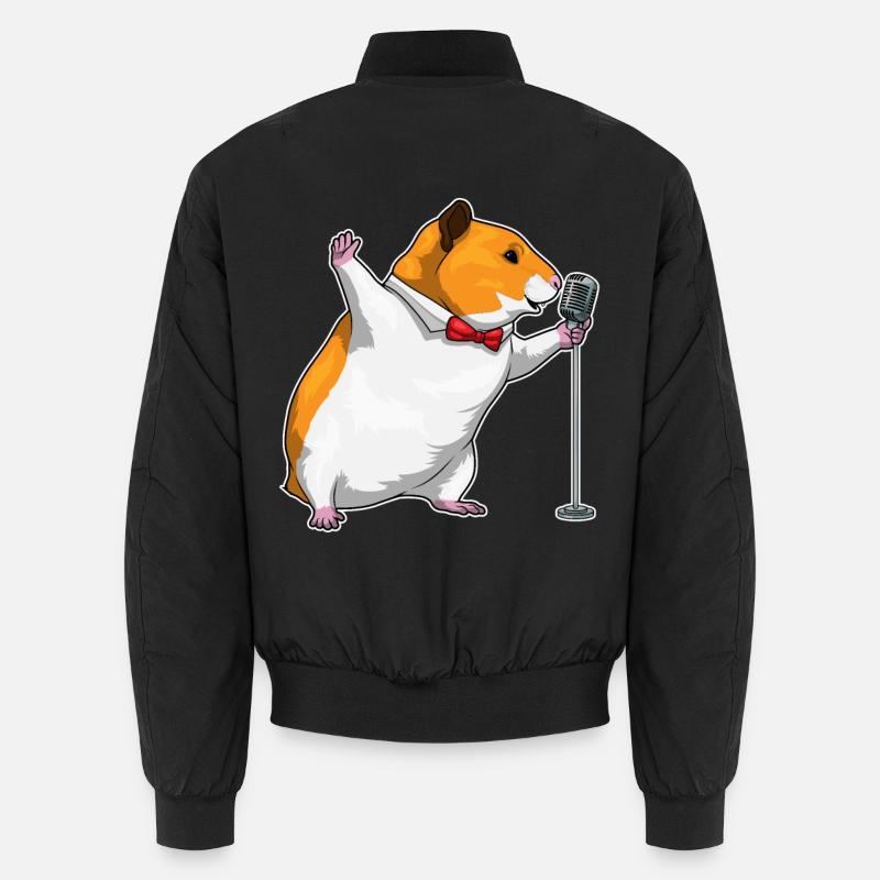 Hamster Singer Microphone Musique - Bomber unisexe - noir