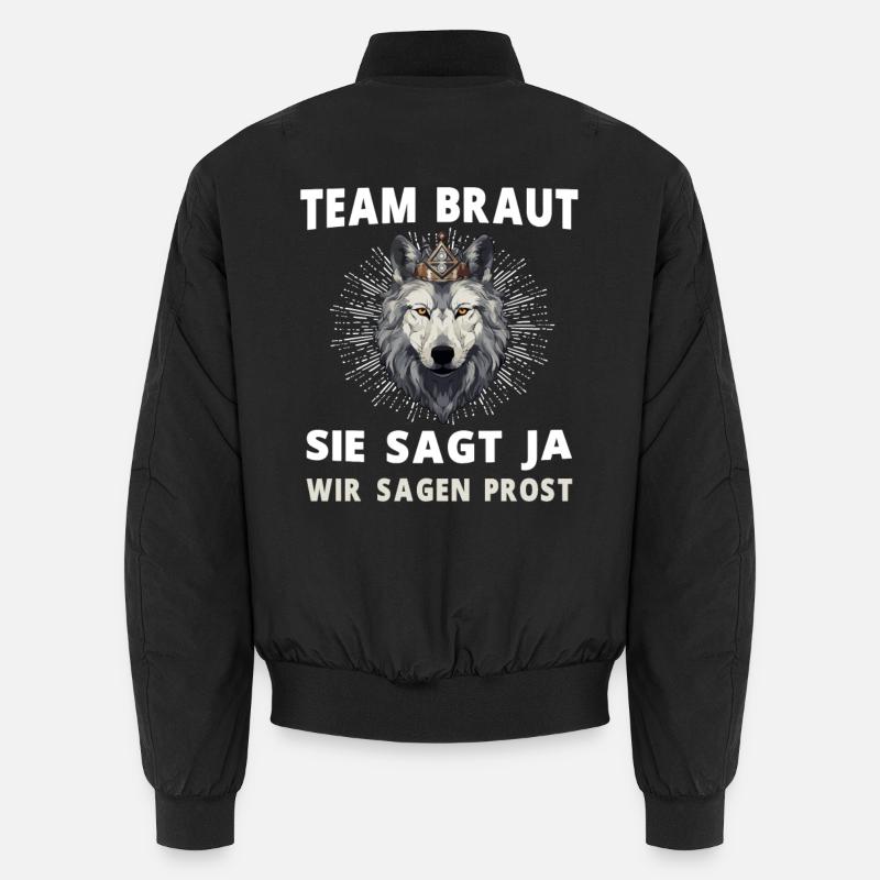 Hochzeit Junggesellenabschied Wolf Braut Bräutigam Unisex Bomberjacke