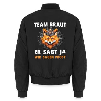 Hochzeit Junggesellenabschied Fuchs Bräutigam - Unisex Bomberjacke - Schwarz - Hinten - AI Model Male 185 light (185cm)