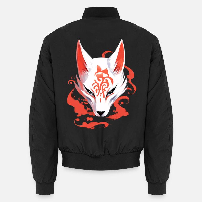 Anime Fox Mask Kitsune Kumiho Samurai Japan Unisex Bomber Jacket