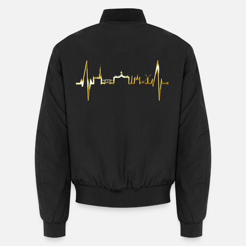 Amsterdam Skyline Pays-Bas Heartbeat Holland - Bomber unisexe - noir