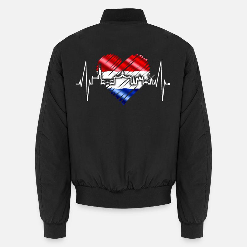 Amsterdam Skyline Netherlands Heartbeat Holland - Unisex Bomber Jacket - black
