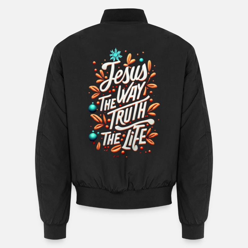 Jesus Way Truth Life Typography Unisex Bomber Jacket