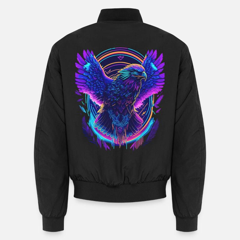 Flying Eagle Synthwave - Unisex Bomber Jacket - black