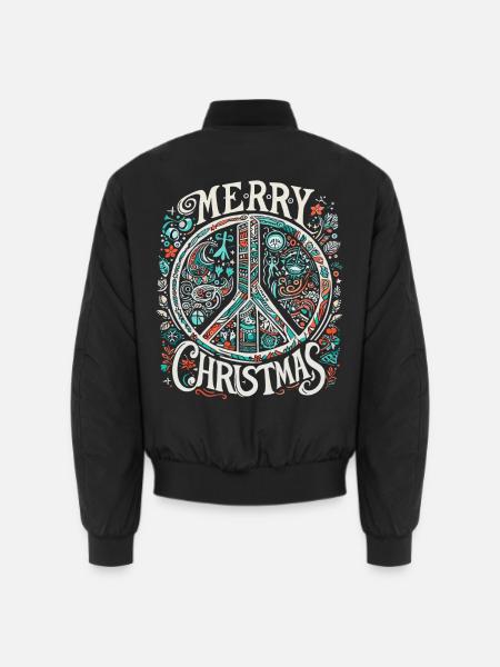 Frohen Weihnachten Friedensbotschaft Vintage - Unisex Bomberjacke - Schwarz
