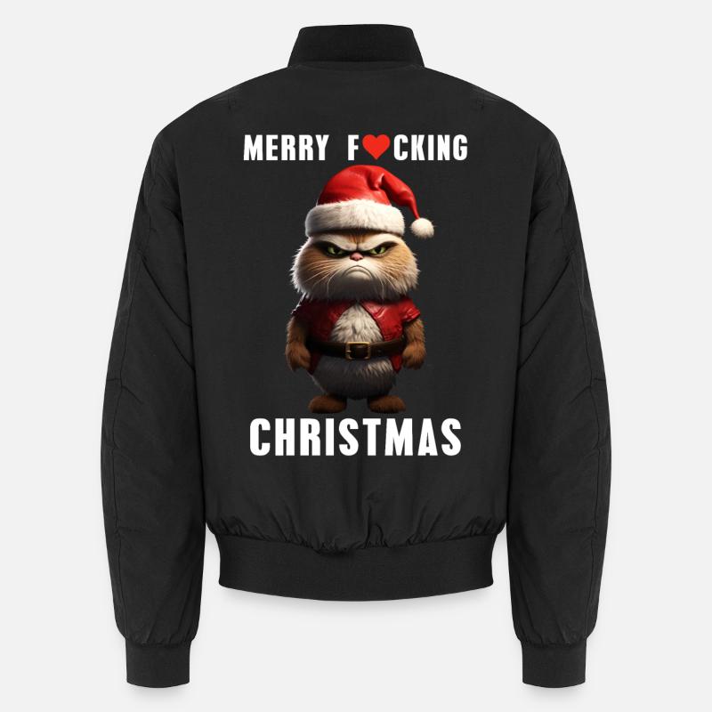 Joyeux Noël Grim Cat Noël - Bomber unisexe - noir