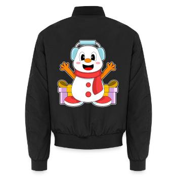Snowman Christmas Music - Unisex Bomber Jacket - black - Back - AI Model Male 185 light (185cm)