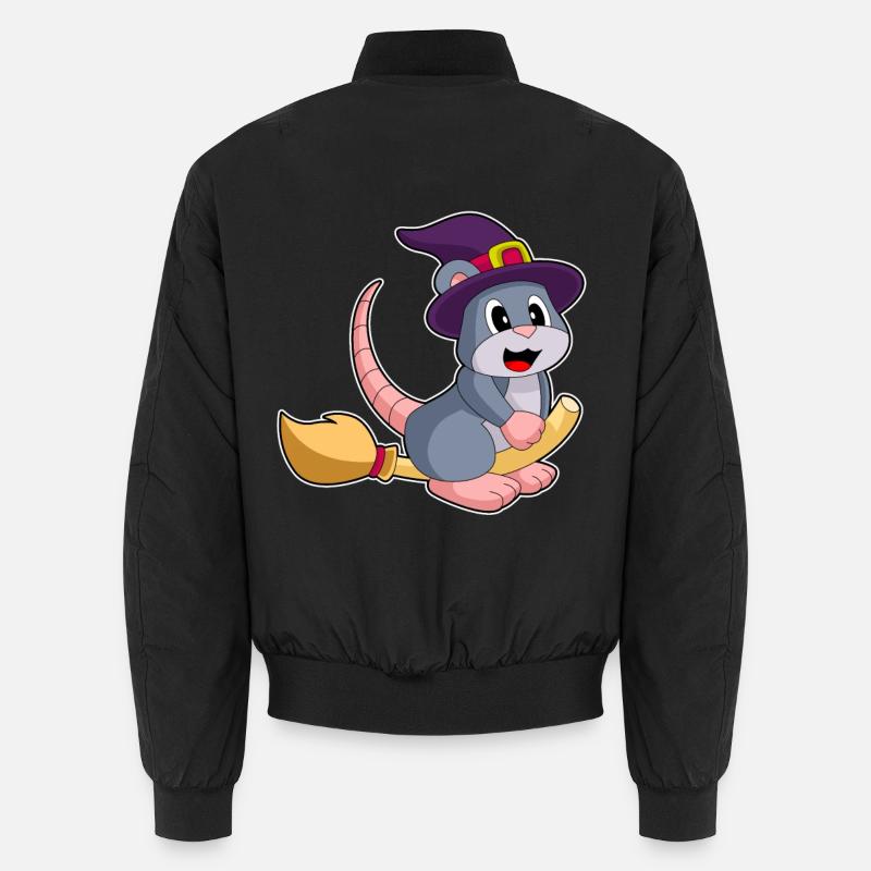 Mouse Witch Broom - Unisex Bomber Jacket - black