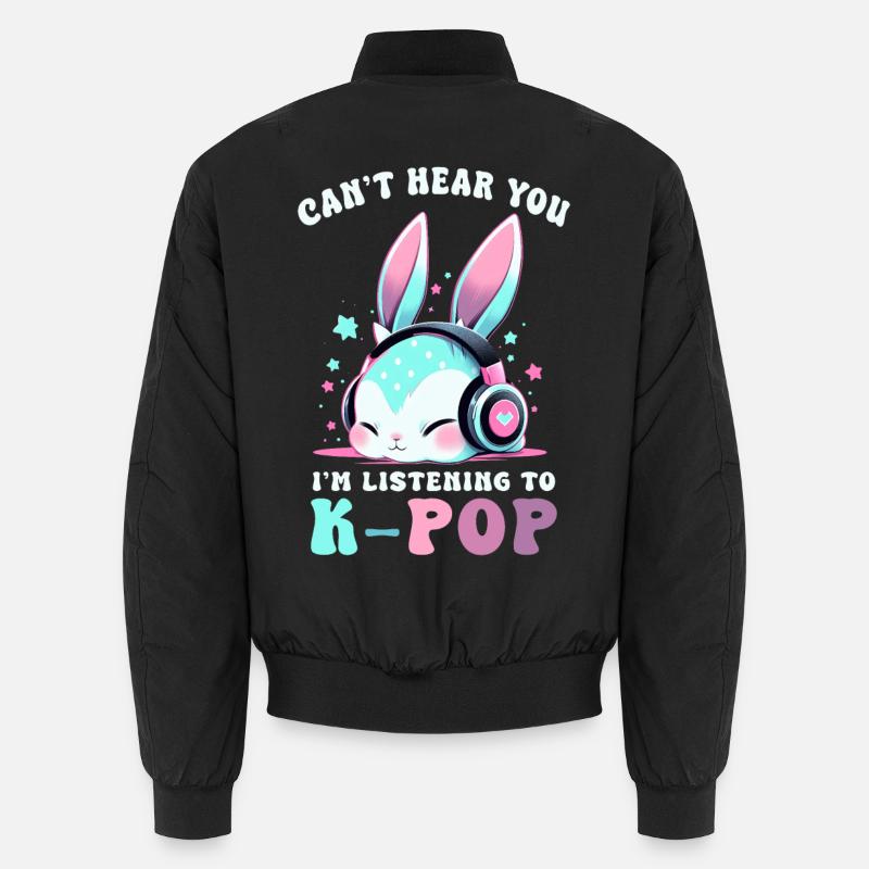 K-pop Kawaii Chibi Bunny avec casque Lapin Bomber unisexe