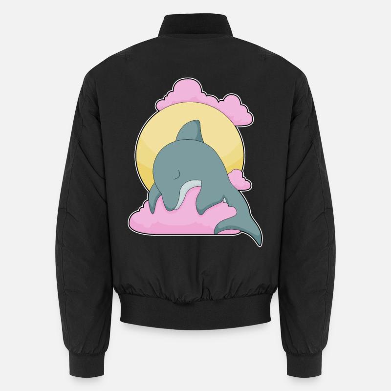 Dolphin Moon - Unisex Bomber Jacket - black